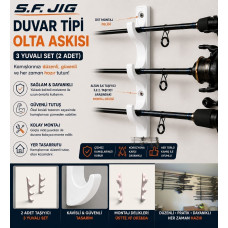 Duvar Tipi Olta Askısı 3 Yuvalı 2’li Set – Beyaz Kamış Tutucu ve Düzenleyici