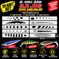 Jig, Rapala, Silikon 120mm Boya Şablonu Set2 –10 Adet- Balık Desen Aparatı – Airbrush ve Sprey Boya İçin Esnek Şablon Jig, Rapala, Silikon 120mm Boya Şablonu Set2 –10 Adet- Balık Desen Aparatı – Airbrush ve Sprey Boya İçin Esnek Şablon