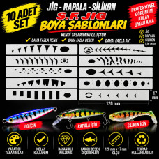 Jig, Rapala, Silikon 120mm Boya Şablonu Set3 –10 Adet- Balık Desen Aparatı – Airbrush ve Sprey Boya İçin Esnek Şablon Jig, Rapala, Silikon 120mm Boya Şablonu Set3 –10 Adet- Balık Desen Aparatı – Airbrush ve Sprey Boya İçin Esnek Şablon