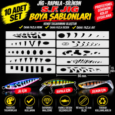 Jig, Rapala, Silikon 90mm Boya Şablonu Set1 –10 Adet- Balık Desen Aparatı – Airbrush ve Sprey Boya İçin Esnek Şablon Jig, Rapala, Silikon 90mm Boya Şablonu Set1 –10 Adet- Balık Desen Aparatı – Airbrush ve Sprey Boya İçin Esnek Şablon