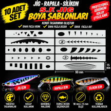 Jig, Rapala, Silikon 90mm Boya Şablonu Set2 –10 Adet- Balık Desen Aparatı – Airbrush ve Sprey Boya İçin Esnek Şablon Jig, Rapala, Silikon 90mm Boya Şablonu Set2 –10 Adet- Balık Desen Aparatı – Airbrush ve Sprey Boya İçin Esnek Şablon