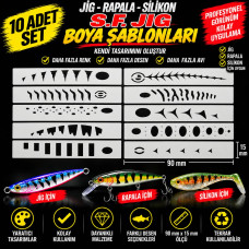Jig, Rapala, Silikon 90mm Boya Şablonu Set3 –10 Adet- Balık Desen Aparatı – Airbrush ve Sprey Boya İçin Esnek Şablon Jig, Rapala, Silikon 90mm Boya Şablonu Set3 –10 Adet- Balık Desen Aparatı – Airbrush ve Sprey Boya İçin Esnek Şablon