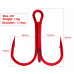 Kırmızı Üçlü İğne - 2 No - Jig, Rapala, Silikon ve Şamandıralar için - 10 Adet