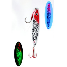 S.F Sardin Jig 40g - Spoon Fake Fish Lures - Best Jig Bait for Sea Bass Bonito Bluefish Pike - Zebra Glow Jig -Color: 12