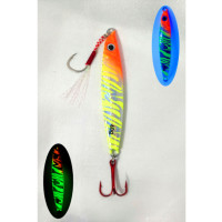 S.F Sardin Jig 40g - Spoon Fake Fish Lures - Best Jig Bait for Sea Bass Bonito Bluefish Pike - Zebra Glow Jig -Color: 13