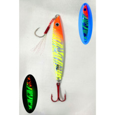 S.F Sardin Jig 34g - Spoon Fake Fish Lures - Best Jig Bait for Sea Bass Bonito Bluefish Pike - Zebra Glow Jig -Color: 13